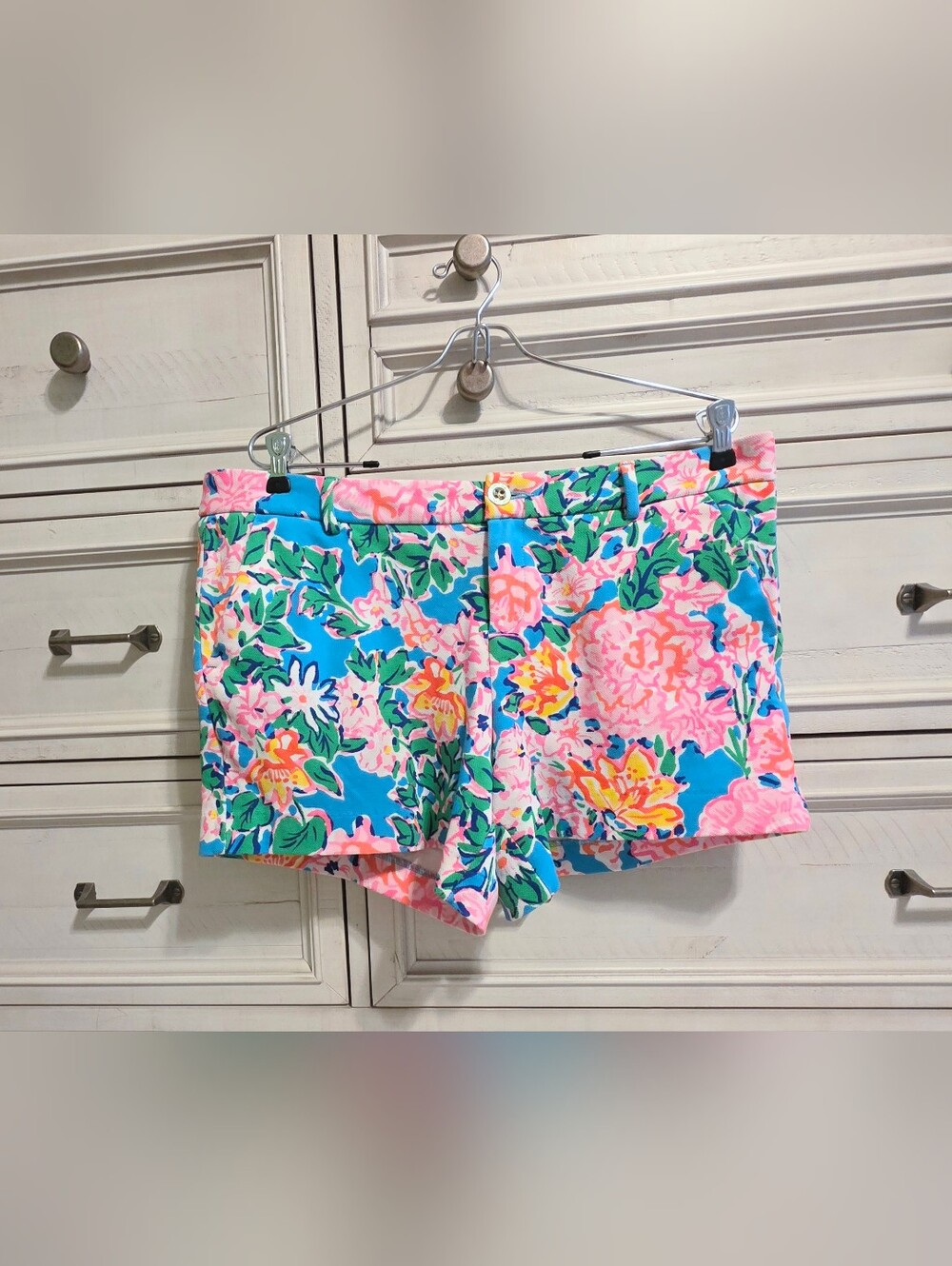 Lilly Pulitzer Turquoise Pink Floral Bermuda Shorts 12